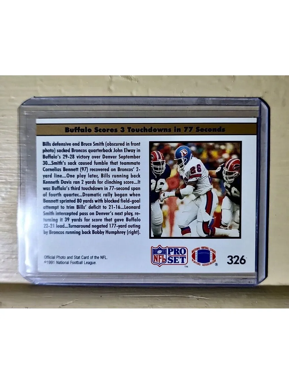 1991 NFL Pro Set Replay Bills Baseball Card #326